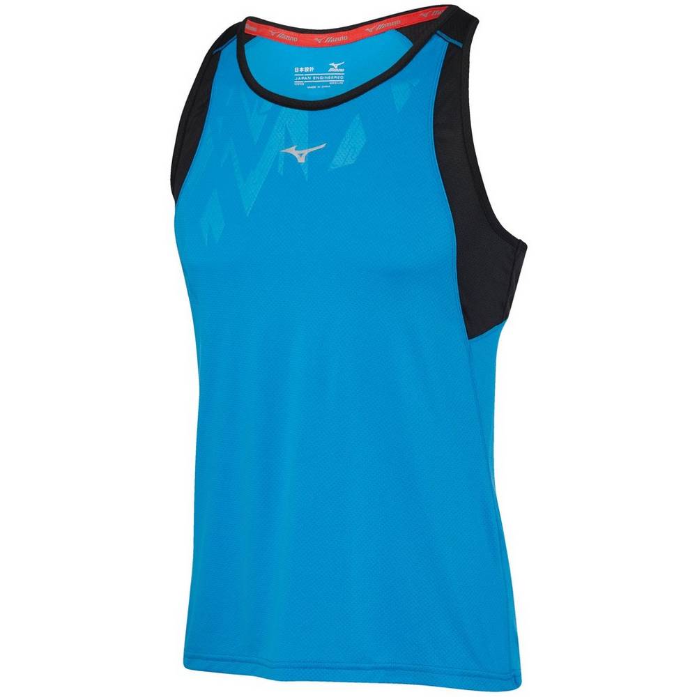 Camiseta De Tirantes Mizuno Singlet Alpha Vent Hombre Azules/Negras España GHRC-57068